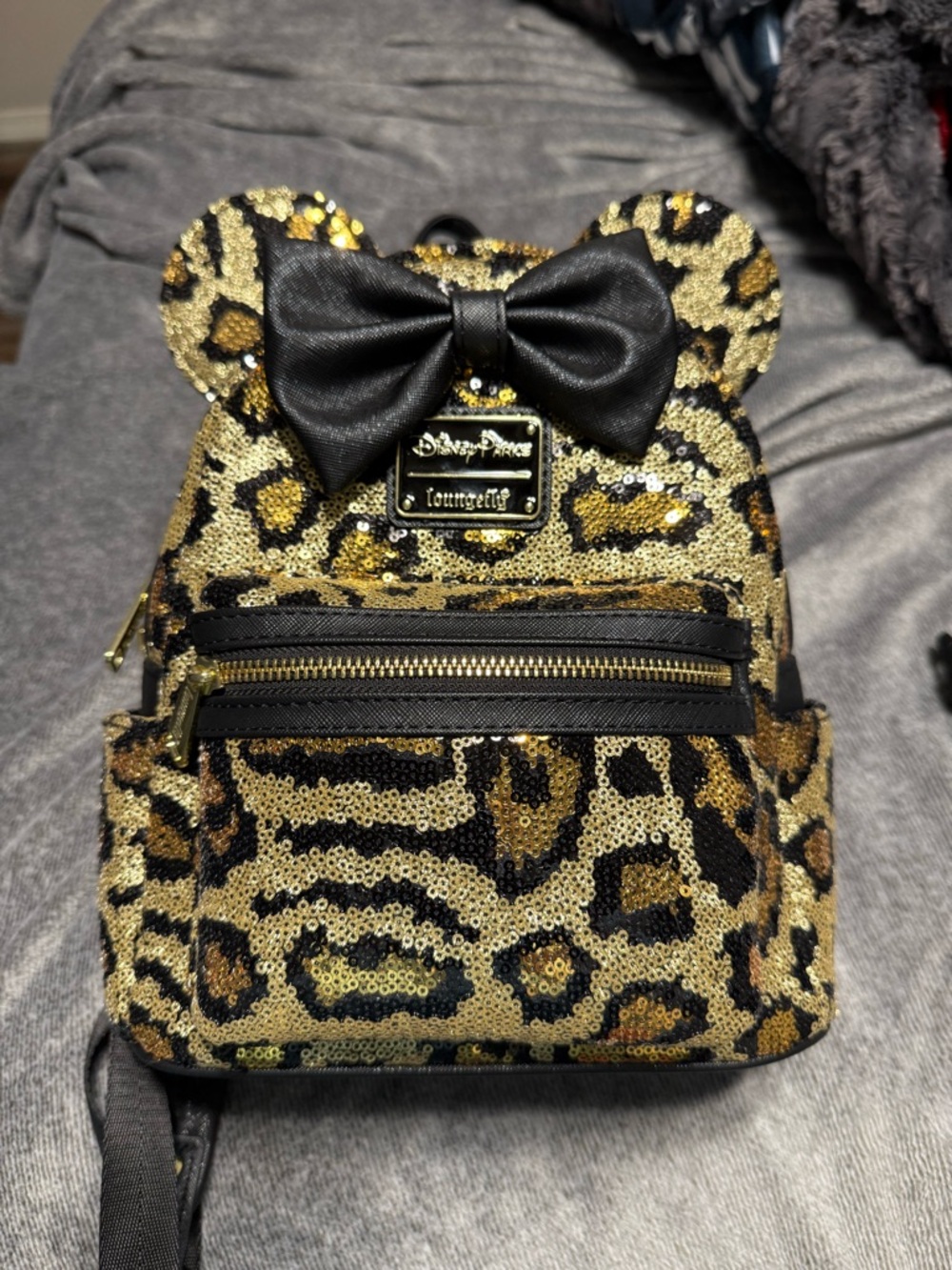 Loungefly Animal Kingdom Cheetah Sequin Mini Backpack with Bow